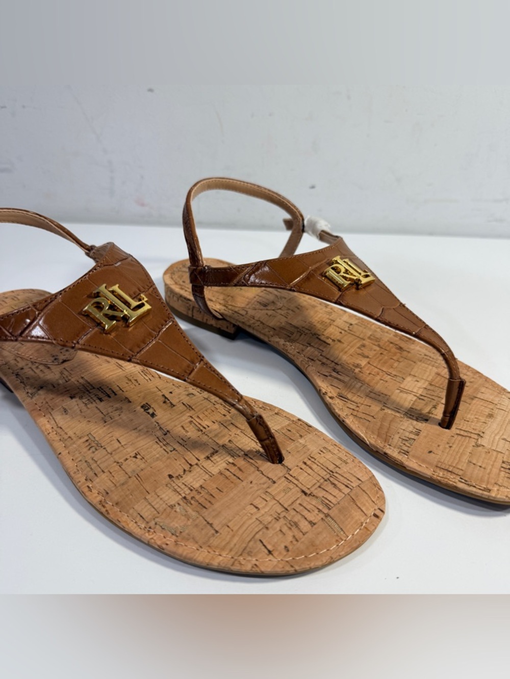 Ralph Lauren Ellington Brown Leather Thong Slingback Sandals Women’s Size 8.5 - Picture 9 of 13